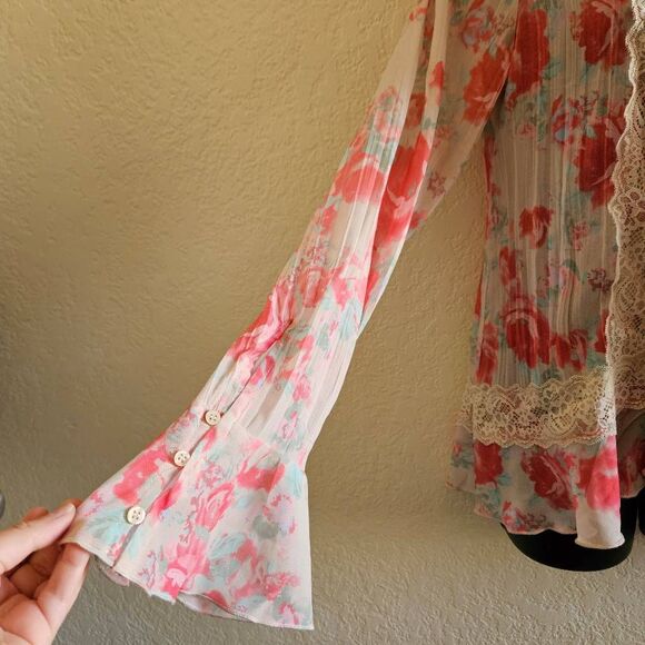 Free People Bad At Love Sheer Button Up Blouse - Picture 5 of 8